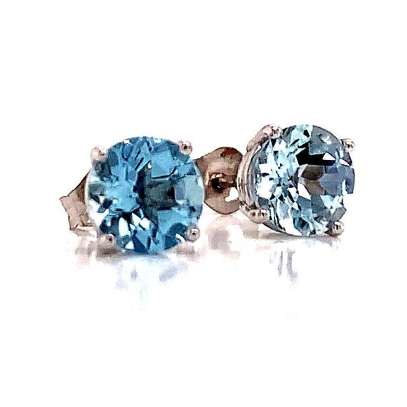 Natural Aquamarine Stud Earrings 14k White Gold 1.3 CTW Certified $950 113470 - Picture 7 of 13